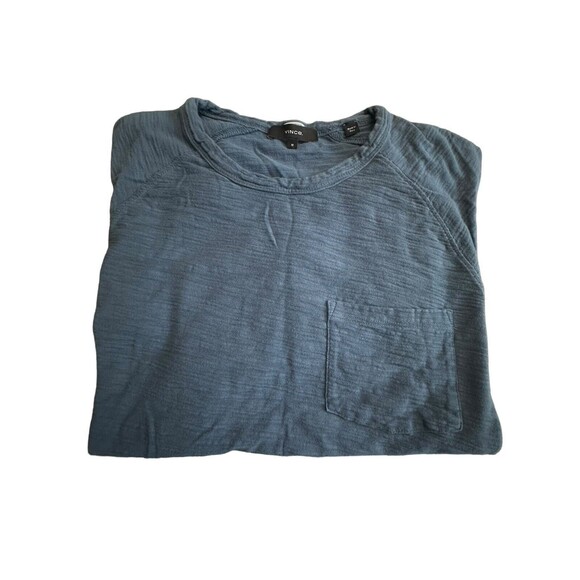 Vince Size Medium Pocket Long Sleeve T-Shirt Men’s Heather Blue Cotton #DD4 - Picture 4 of 10